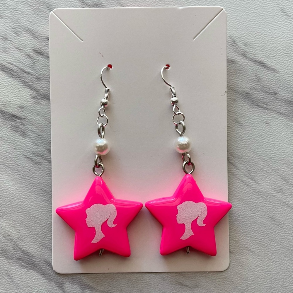 pink star doll earrings - Picture 2 of 3